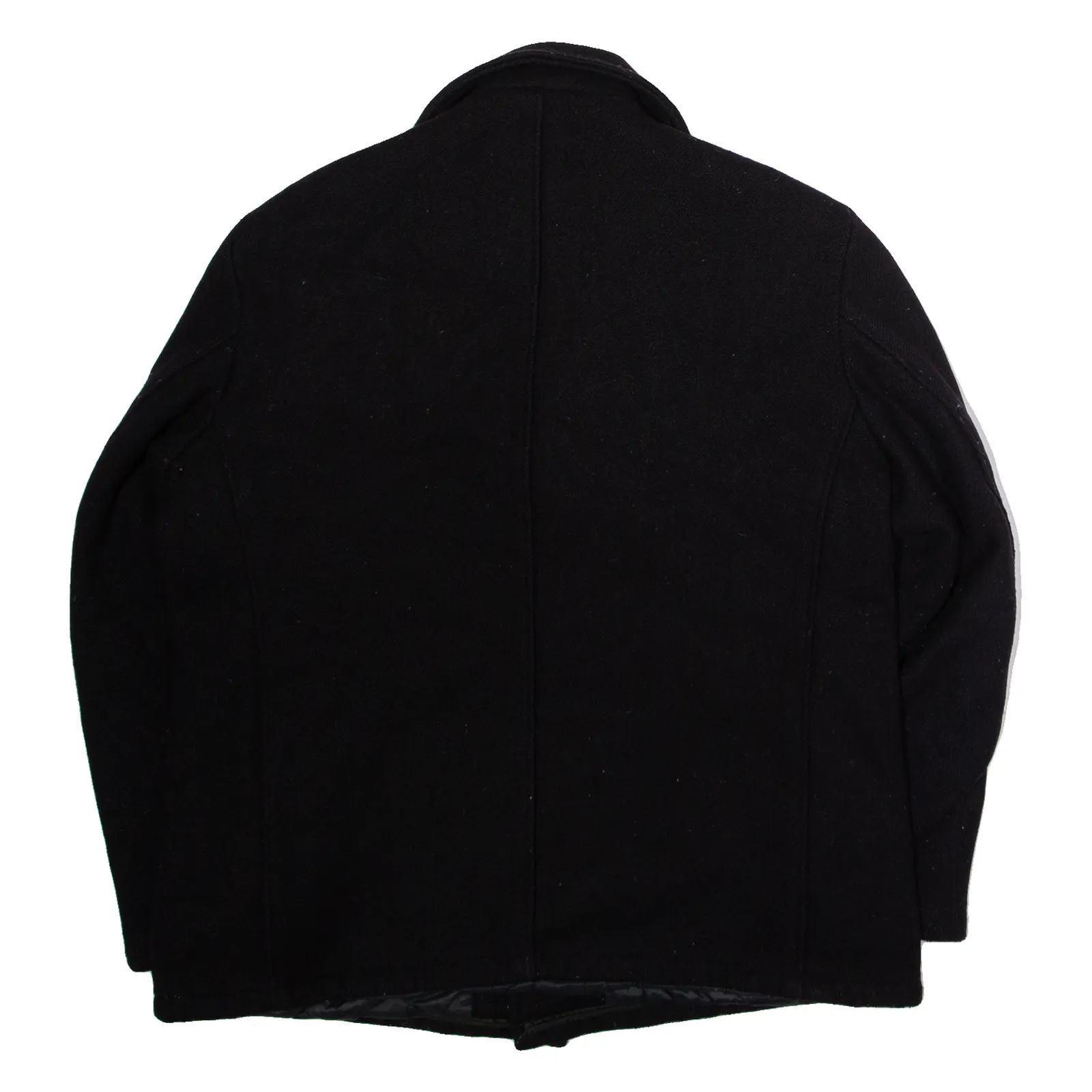 SCHOTT Mens Pea Coat Black Knit Wool 90s M