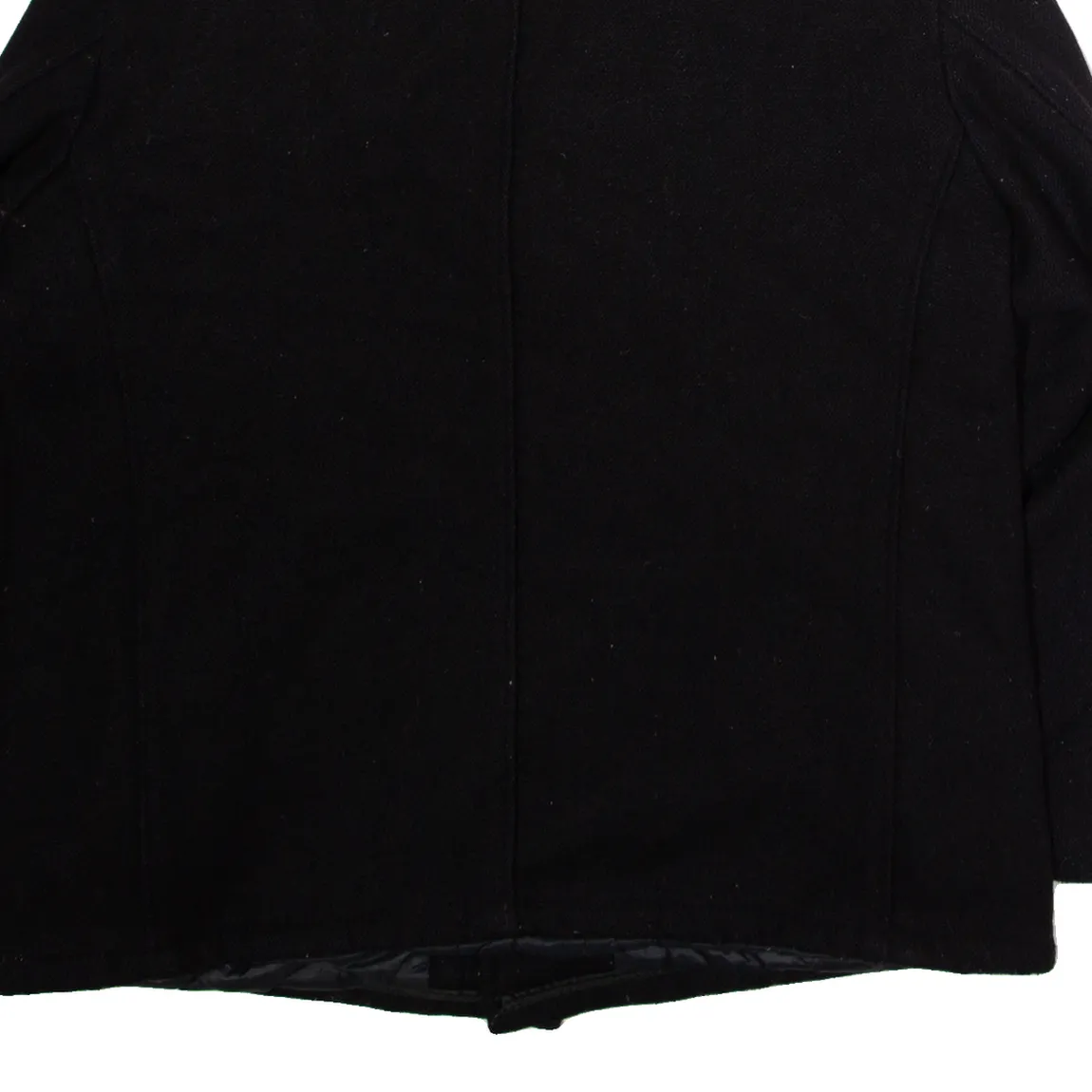 SCHOTT Mens Pea Coat Black Knit Wool 90s M