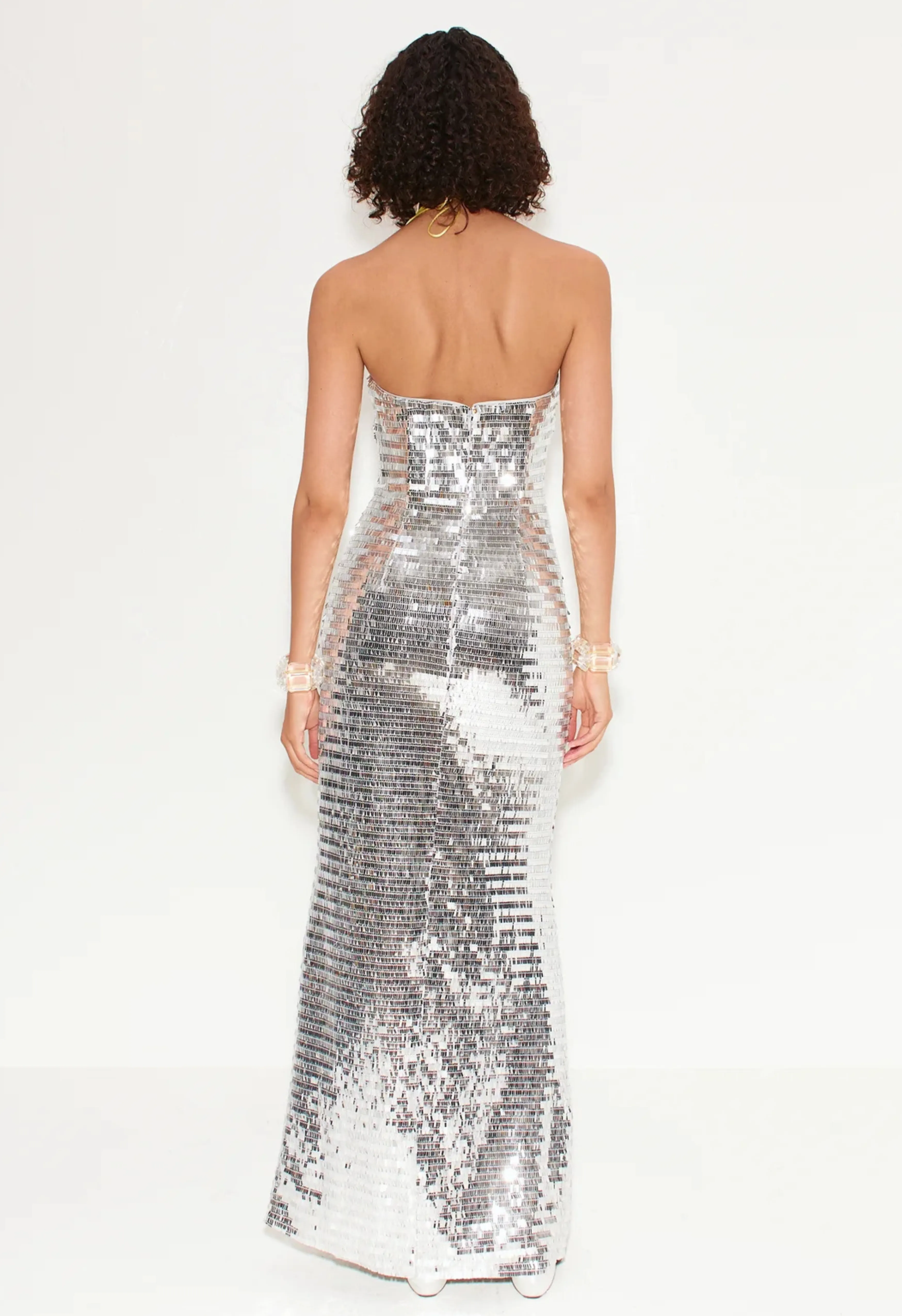 Sculpty Strapless Sequin Dress