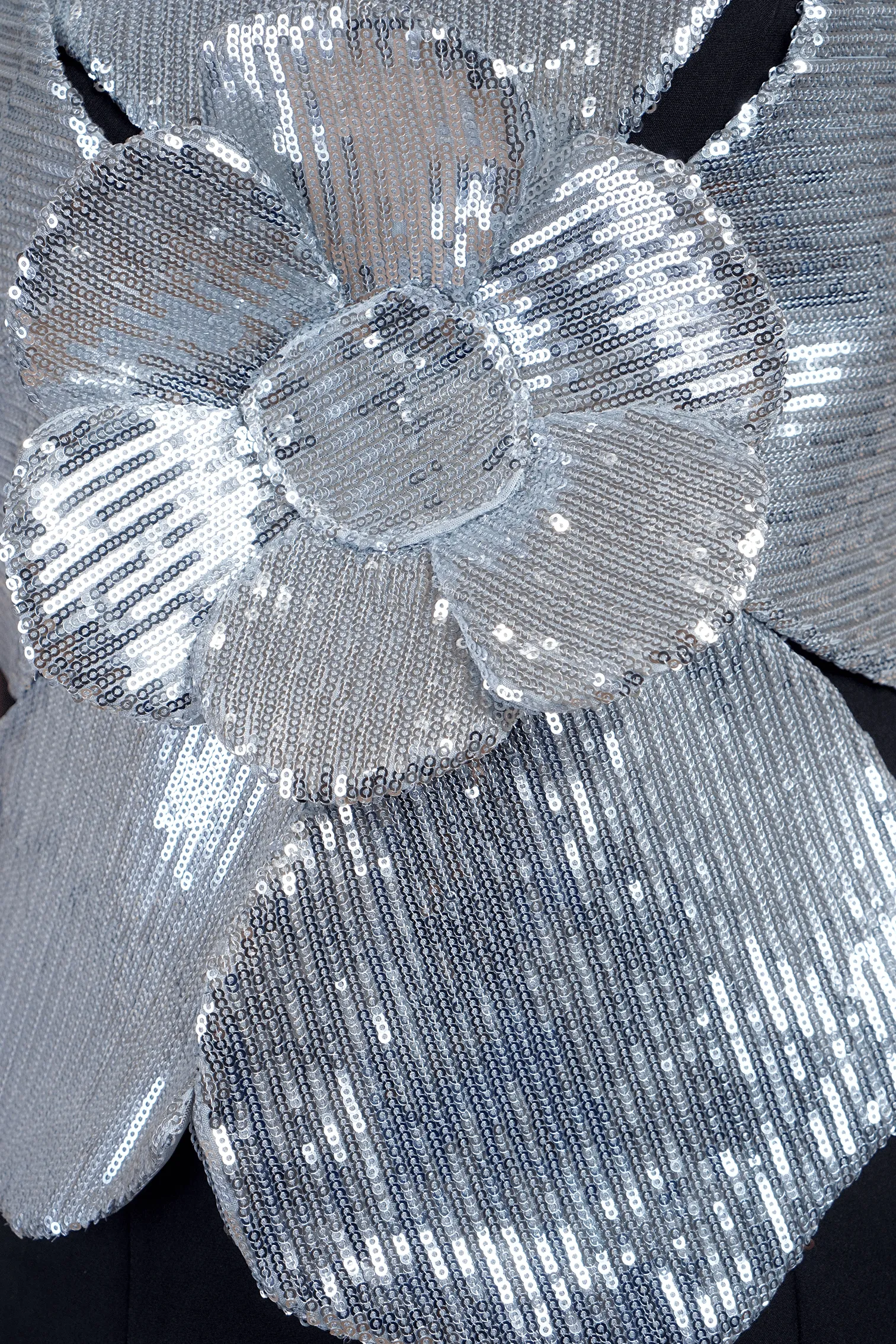 Sequin Silver Flower Strapless Dress