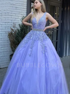 Sex Deep V Neck Backless Lace Tulle Long Evening Prom Dresses, Cheap Sweet Prom Dresses, MR7113