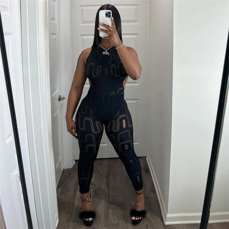Sexy sleeveless hollow out jumpsuit AY3190
