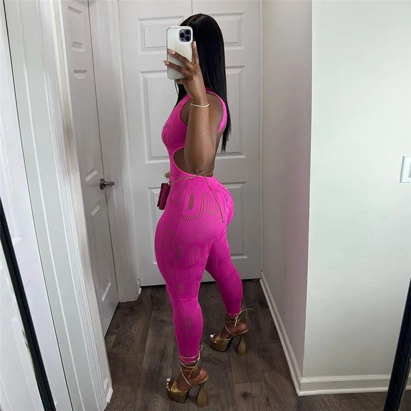 Sexy sleeveless hollow out jumpsuit AY3190