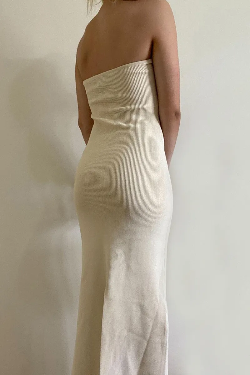 Sexy Solid Color Backless Weave Strapless One Step Skirt Dresses(4 Colors)