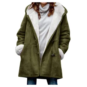 SHAOBGE Womens Plus Size Winter Coats Warm Sherpa Fleece Lined Jackets Hooded Parka Faux Suede Pea Coat Outerwear 2024.
