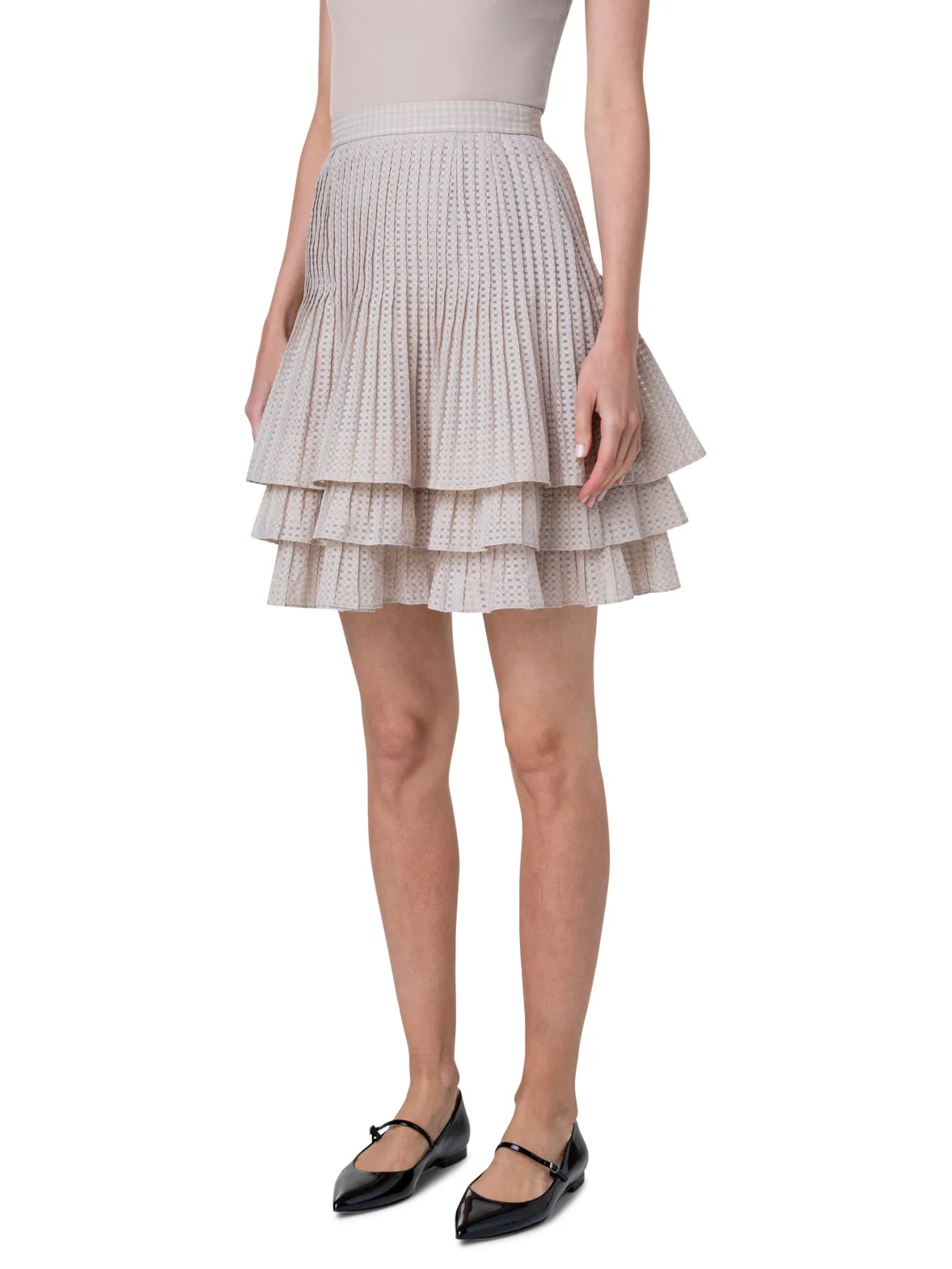 Short A-Line Triple Layer Plissé Skirt