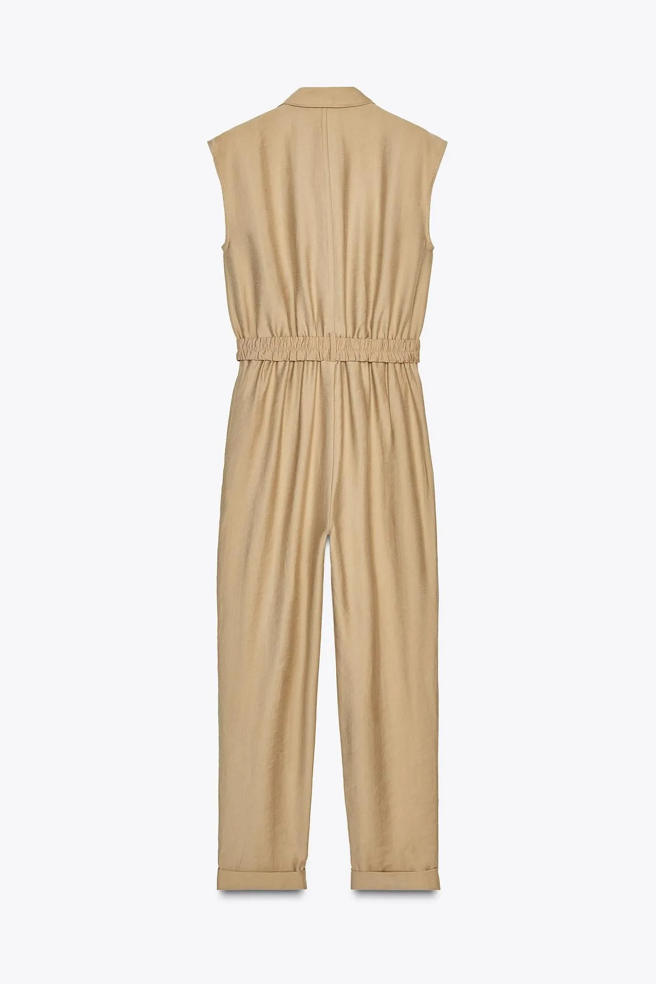Sleeveless jumpsuit with belt