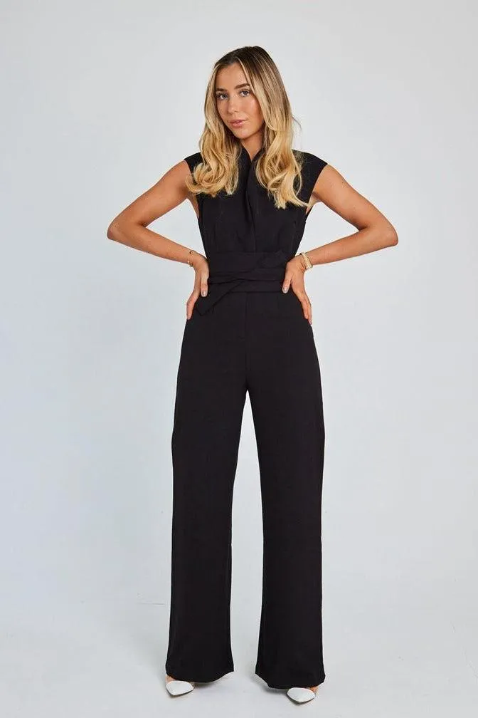 Sleeveless straight pants jumpsuit