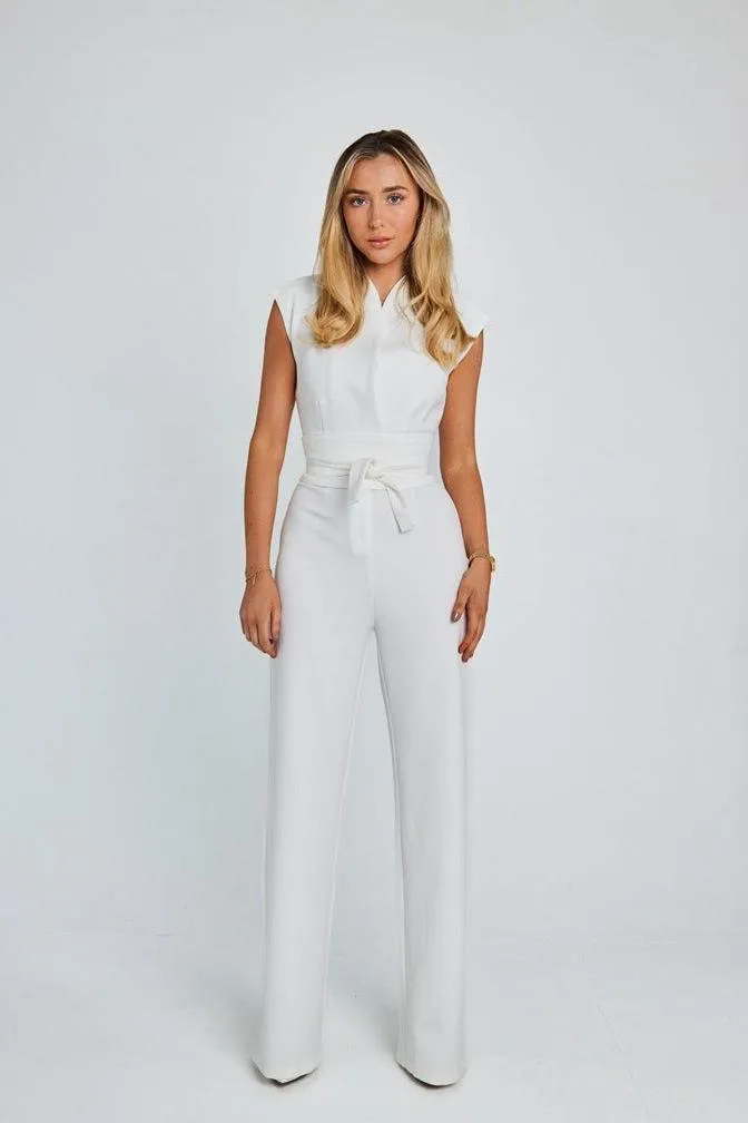 Sleeveless straight pants jumpsuit