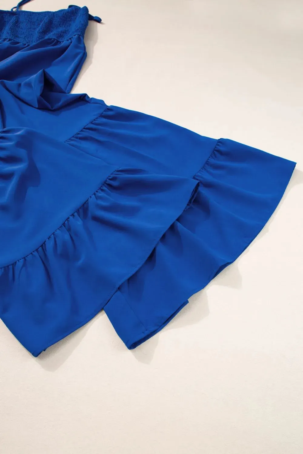 Spaghetti Straps Smocked Ruffled Wide Leg Jumpsuit