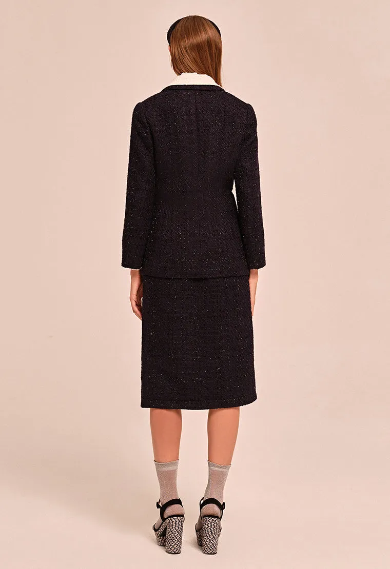 Straight cut tweed blazer