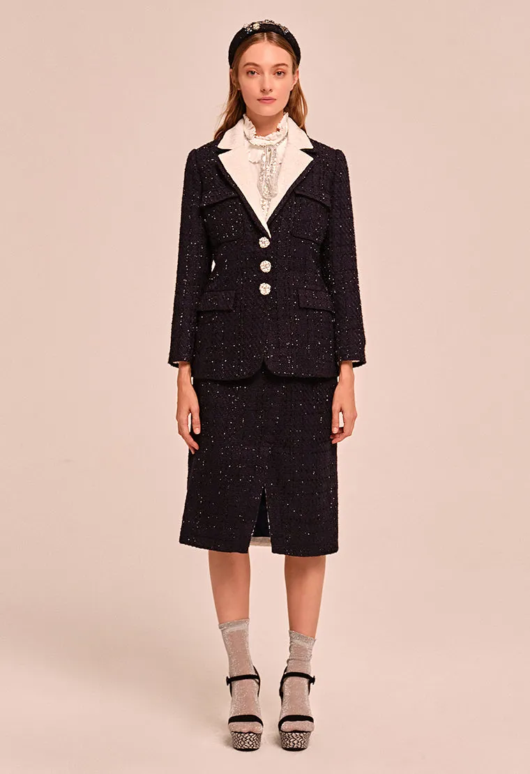 Straight cut tweed blazer