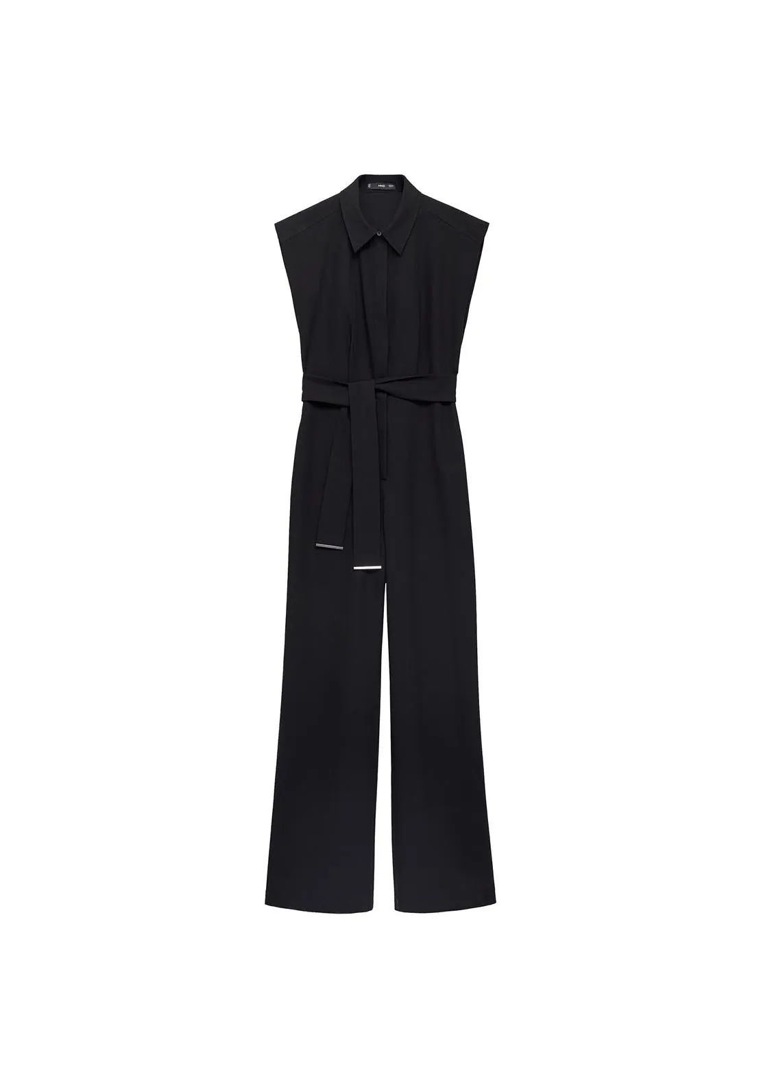 Straight-fit jumpsuit with belt - Black