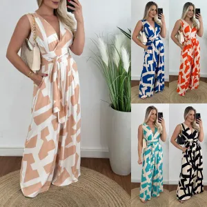 Streetwear Color Block Polyester Jumpsuits