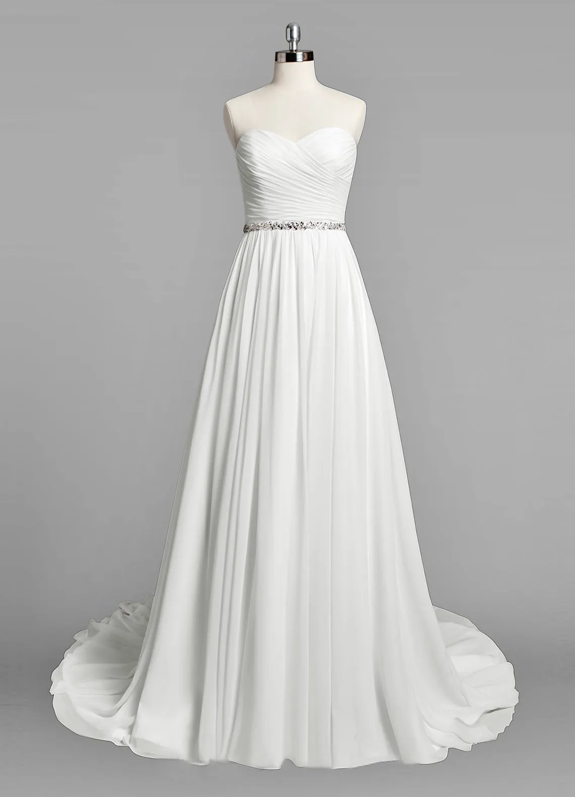 Sweetheart A-Line Chiffon Wedding Dress With Ruching and Beading-ET_711664