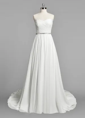Sweetheart A-Line Chiffon Wedding Dress With Ruching and Beading-ET_711664