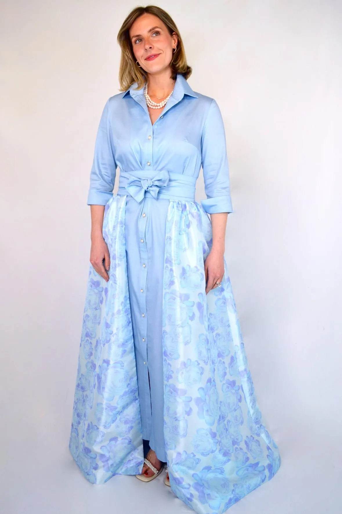 Taffeta Overskirt in Blue Peony
