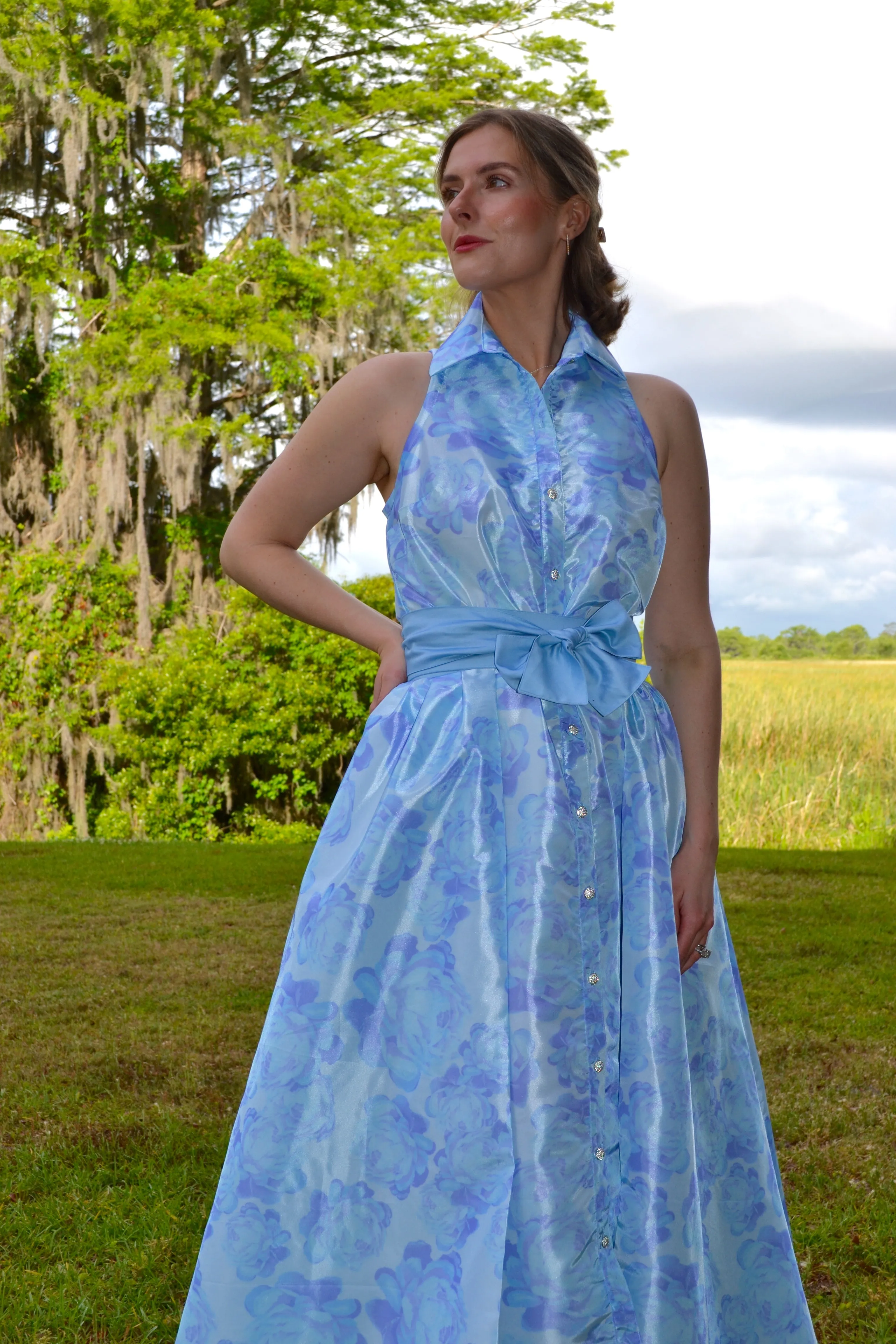Taffeta Overskirt in Blue Peony