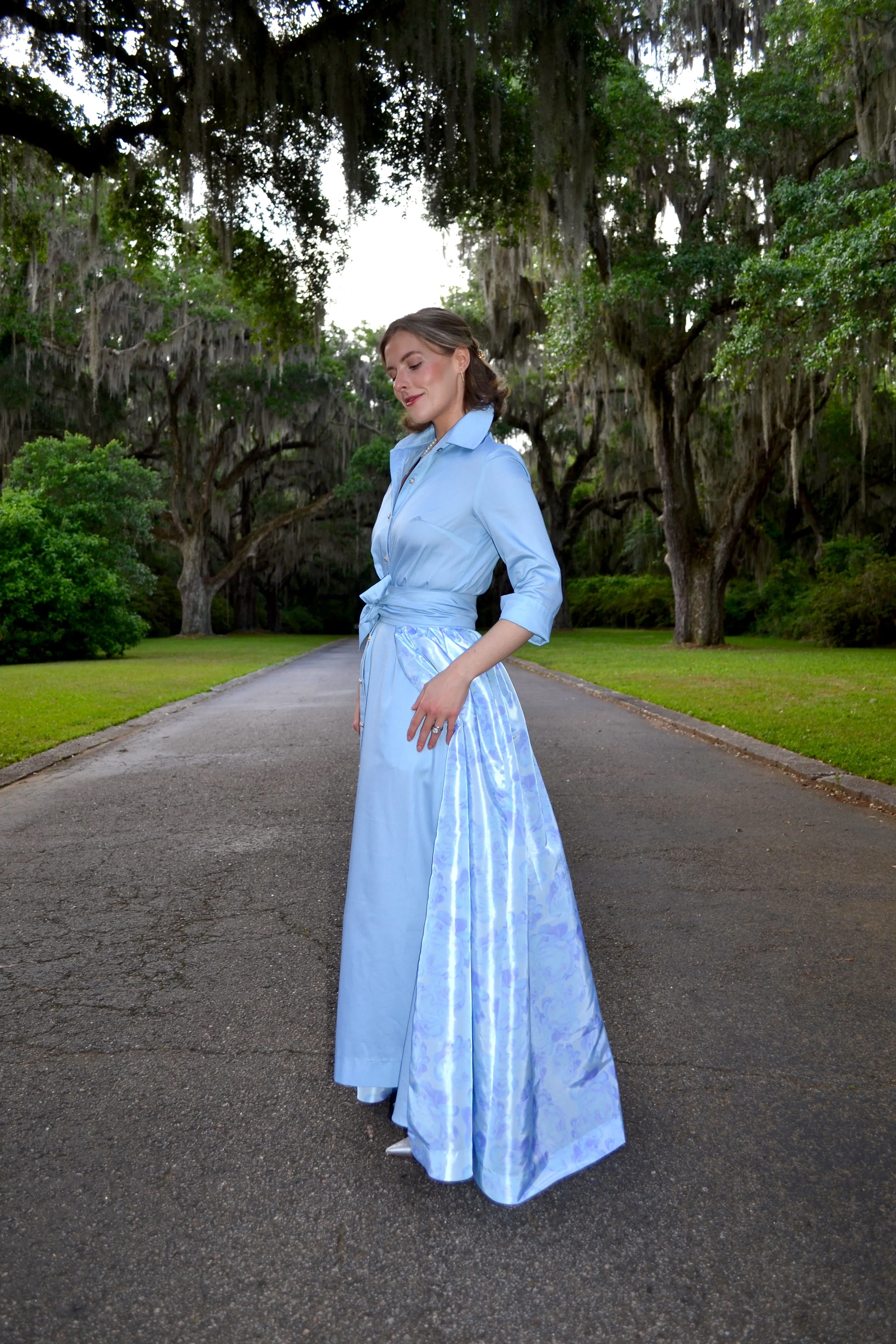 Taffeta Overskirt in Blue Peony