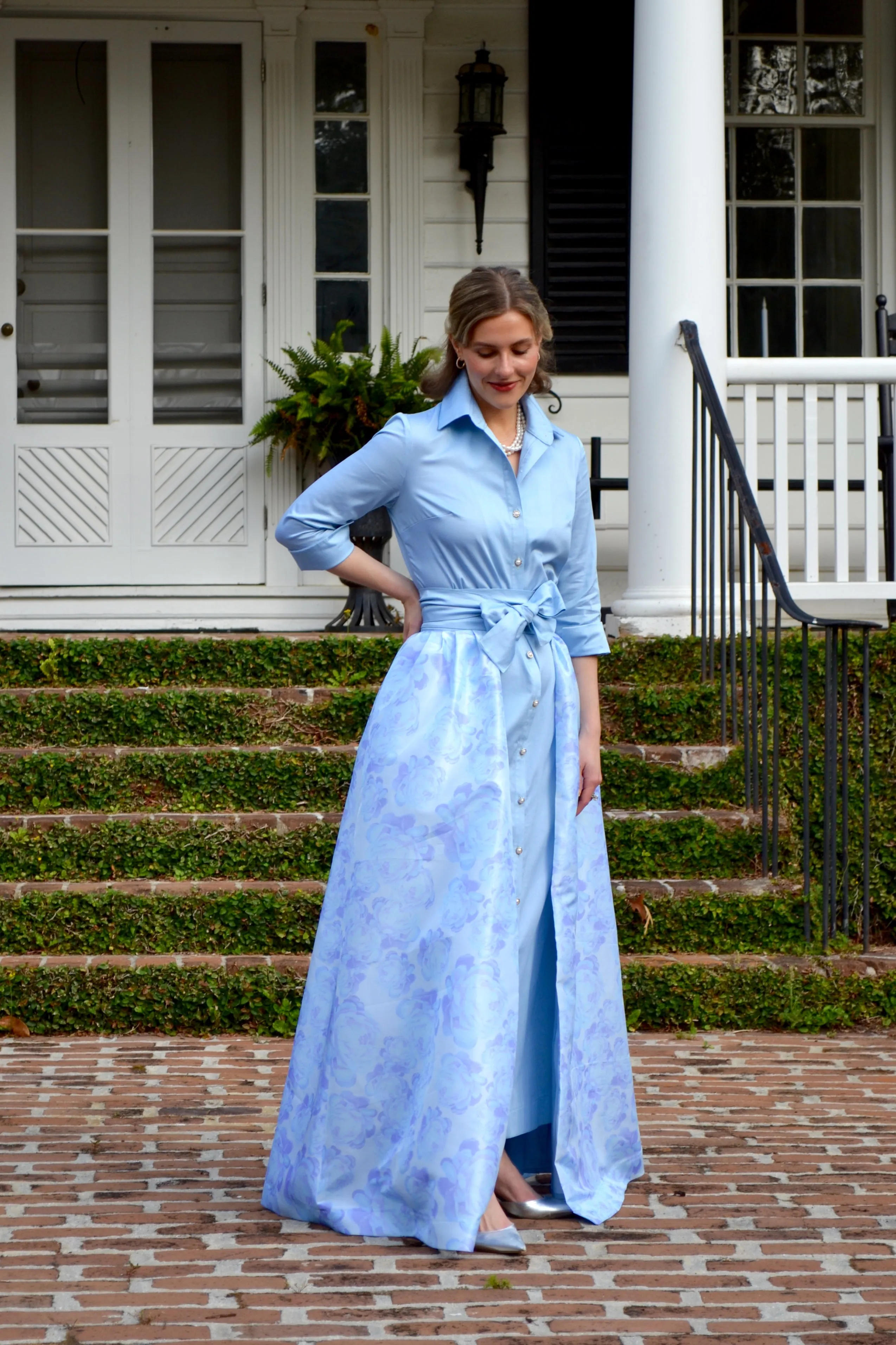Taffeta Overskirt in Blue Peony