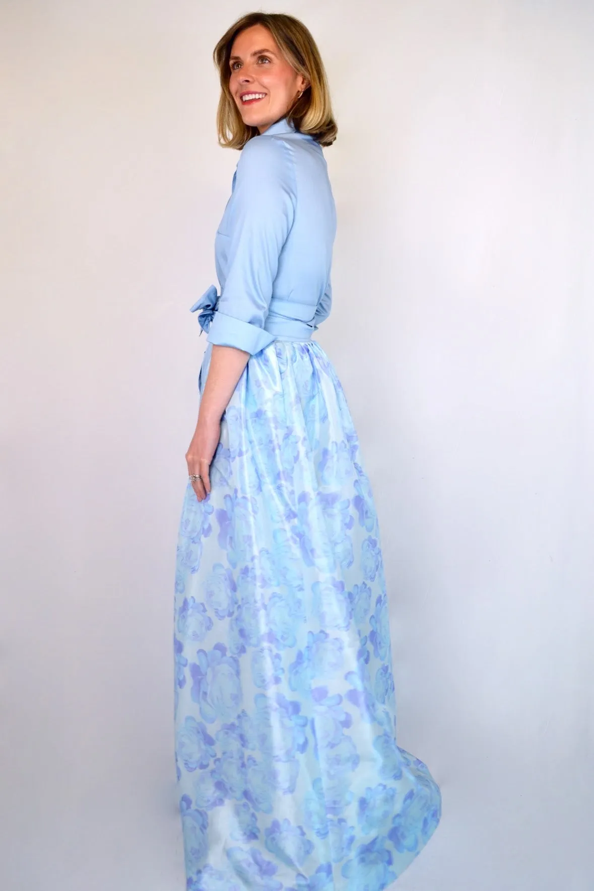 Taffeta Overskirt in Blue Peony