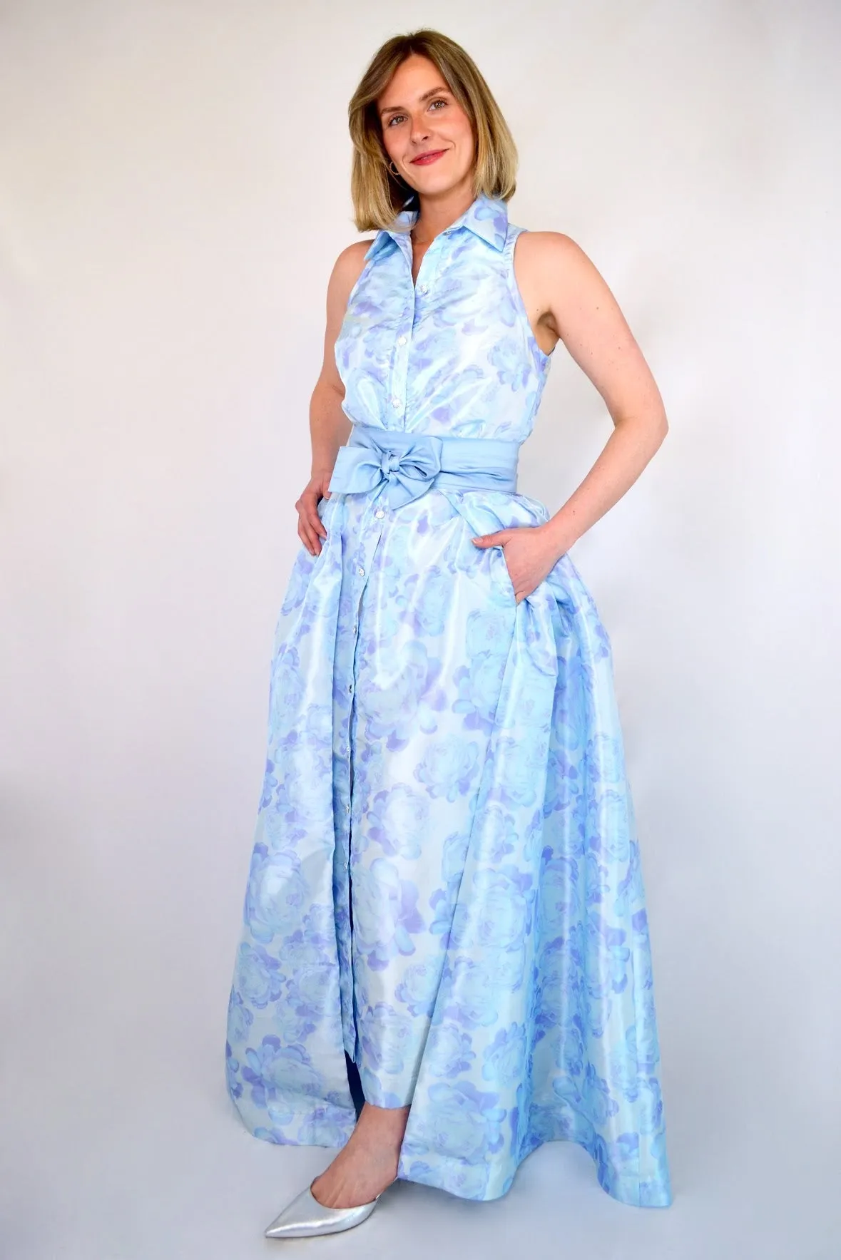 Taffeta Overskirt in Blue Peony