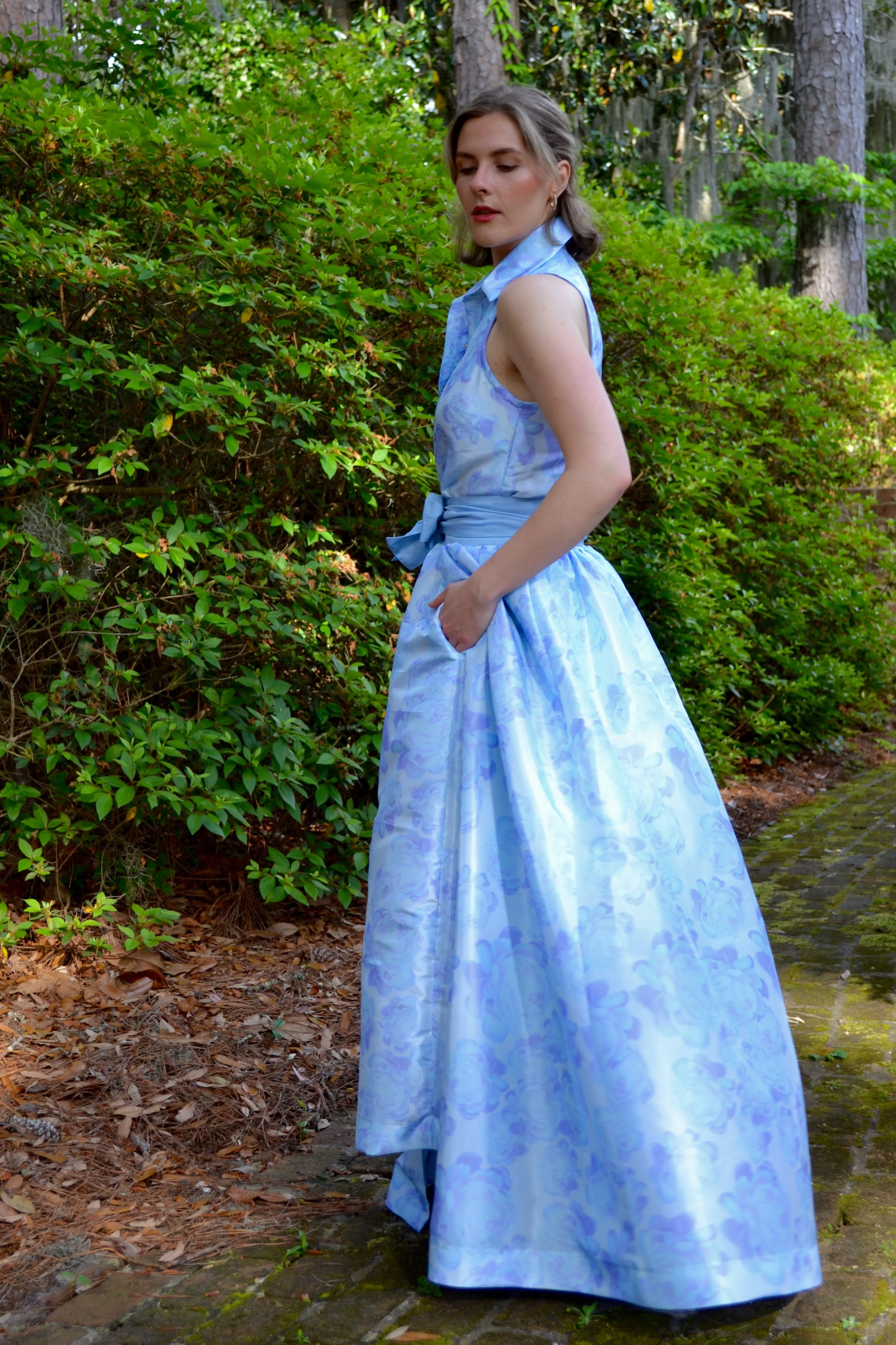 Taffeta Overskirt in Blue Peony