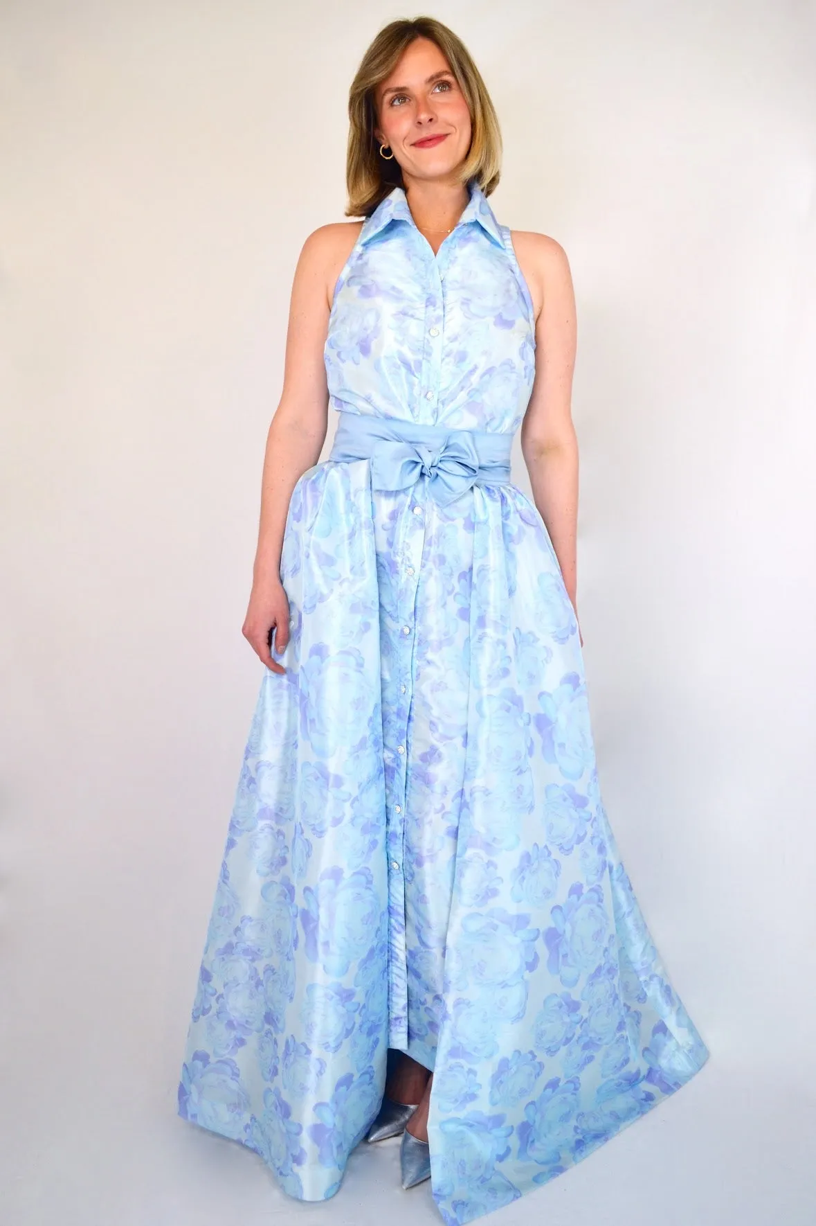 Taffeta Overskirt in Blue Peony