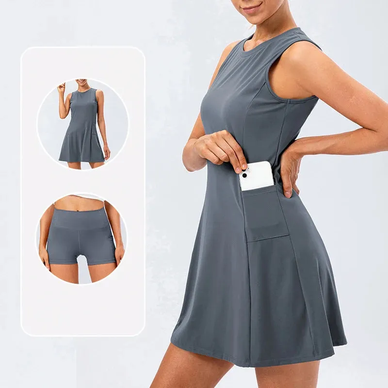 Tennis Women' Fitness 2 Pcs Long Tennis/Golf Skirts Dress