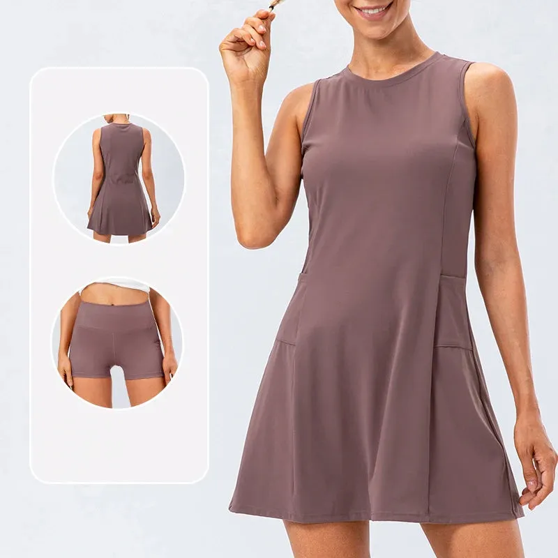 Tennis Women' Fitness 2 Pcs Long Tennis/Golf Skirts Dress