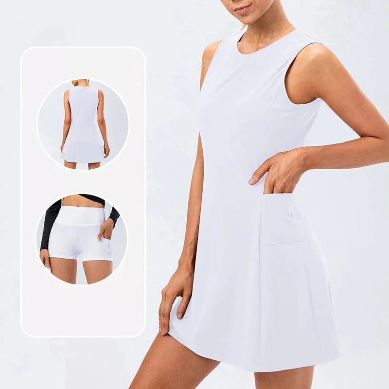 Tennis Women' Fitness 2 Pcs Long Tennis/Golf Skirts Dress