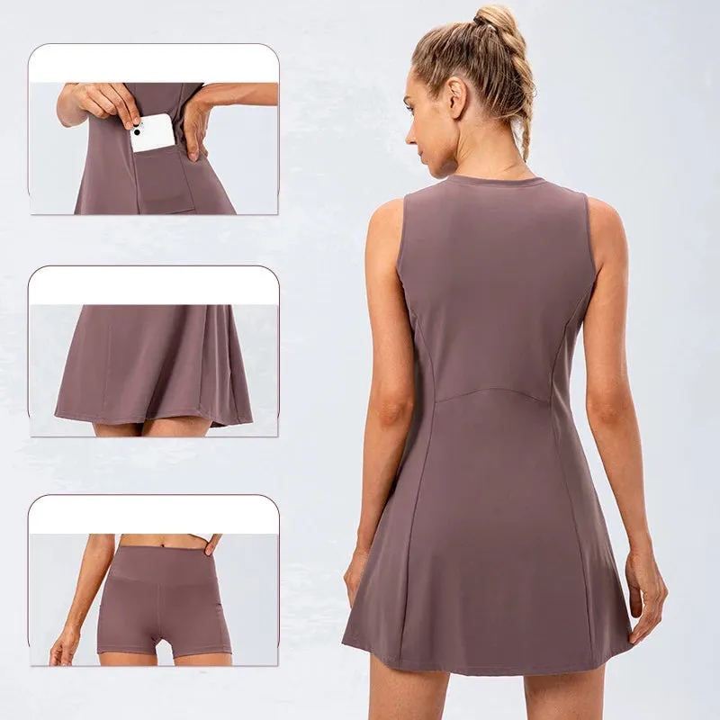 Tennis Women' Fitness 2 Pcs Long Tennis/Golf Skirts Dress