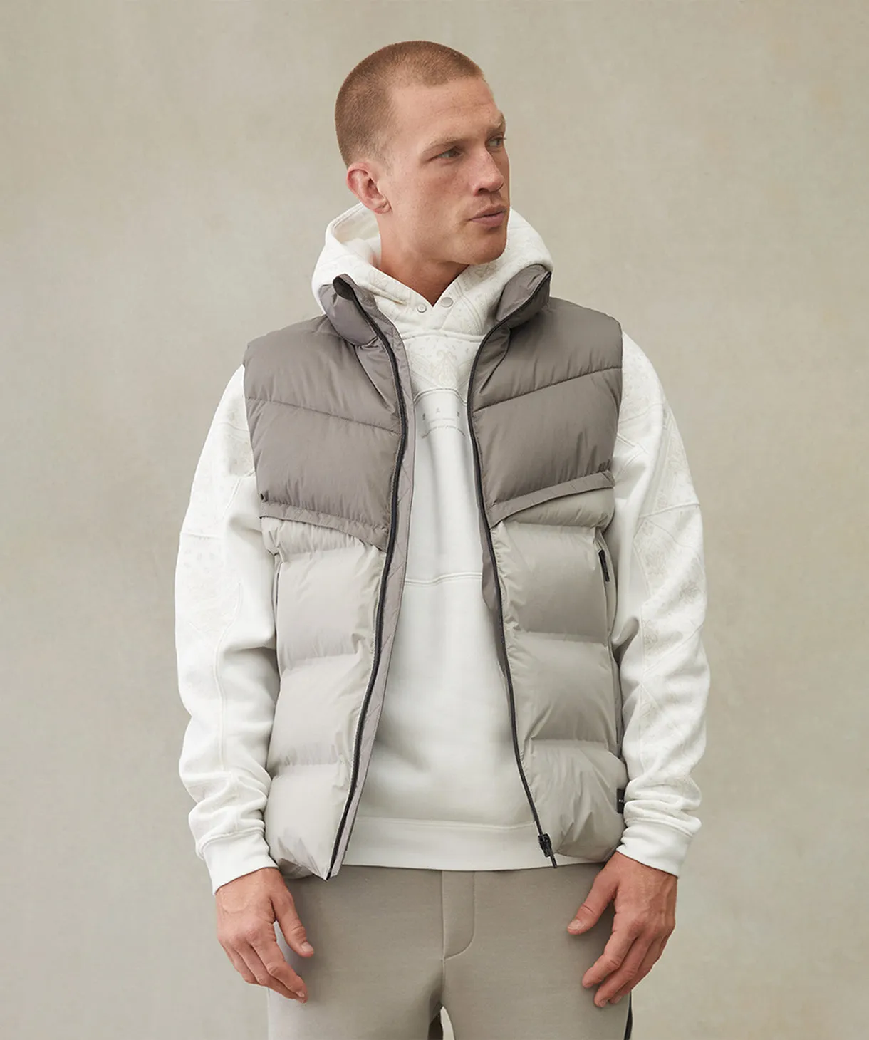 The Anello Puffer Vest - Light Grey