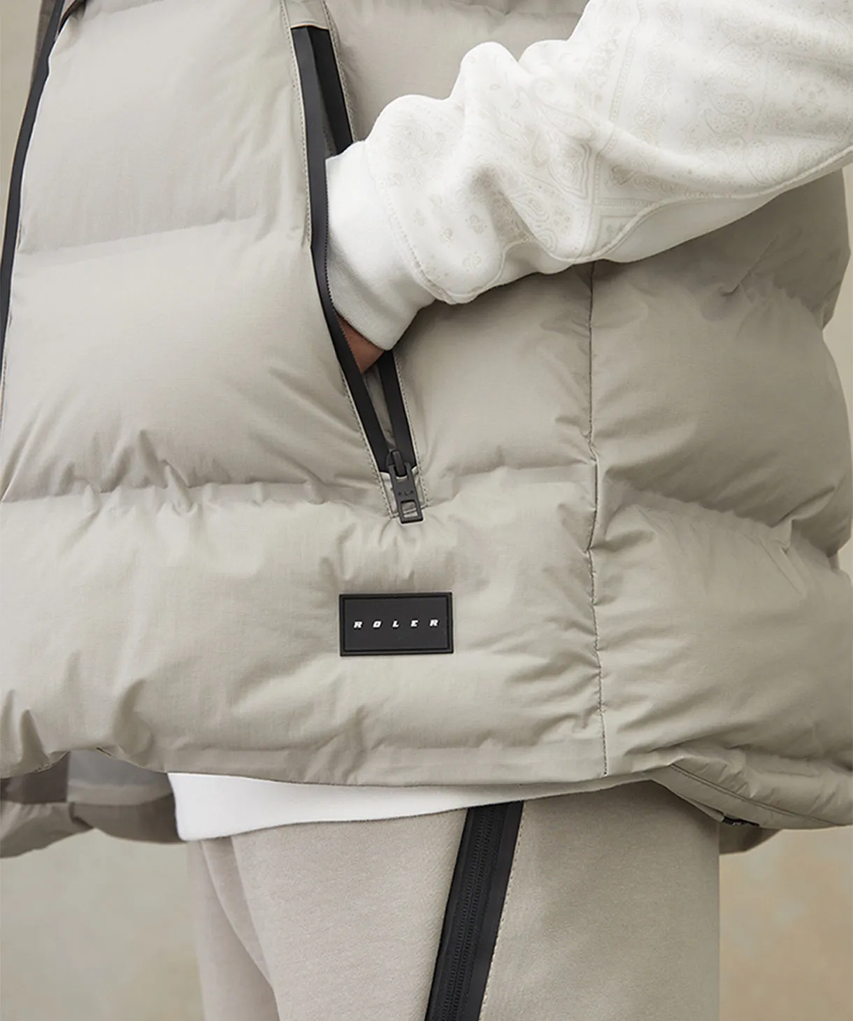 The Anello Puffer Vest - Light Grey