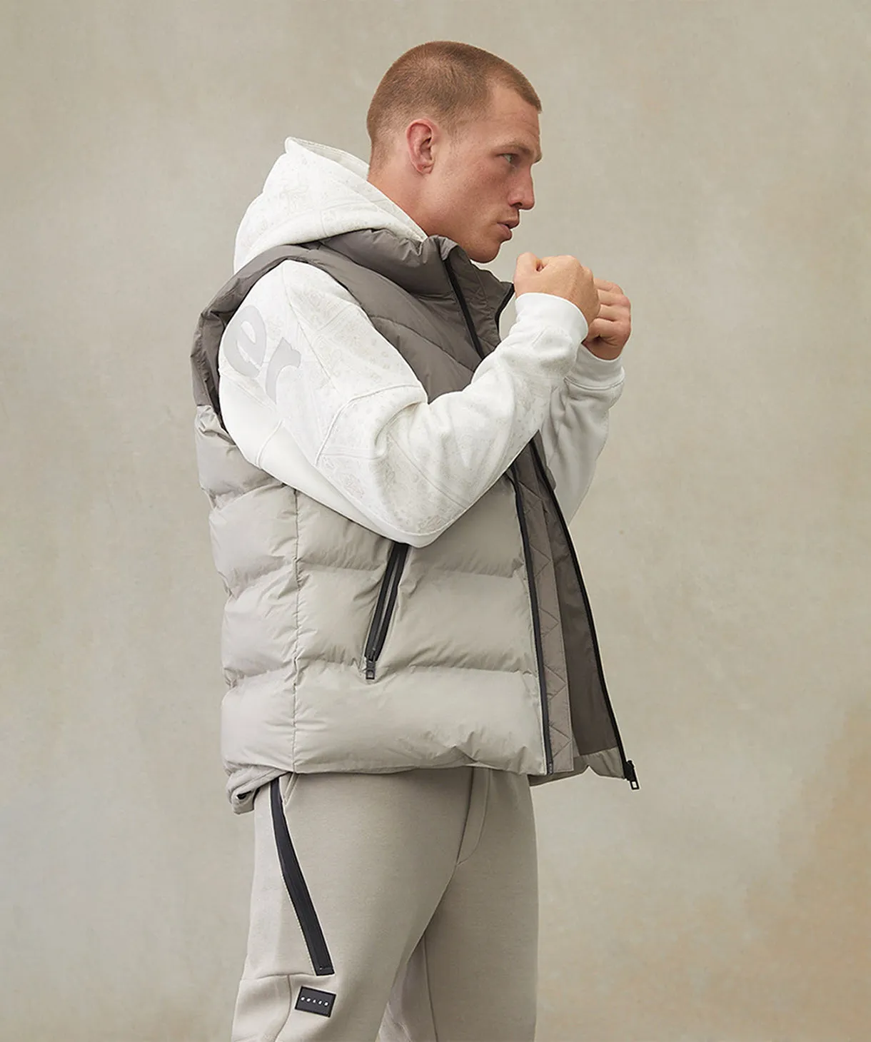 The Anello Puffer Vest - Light Grey