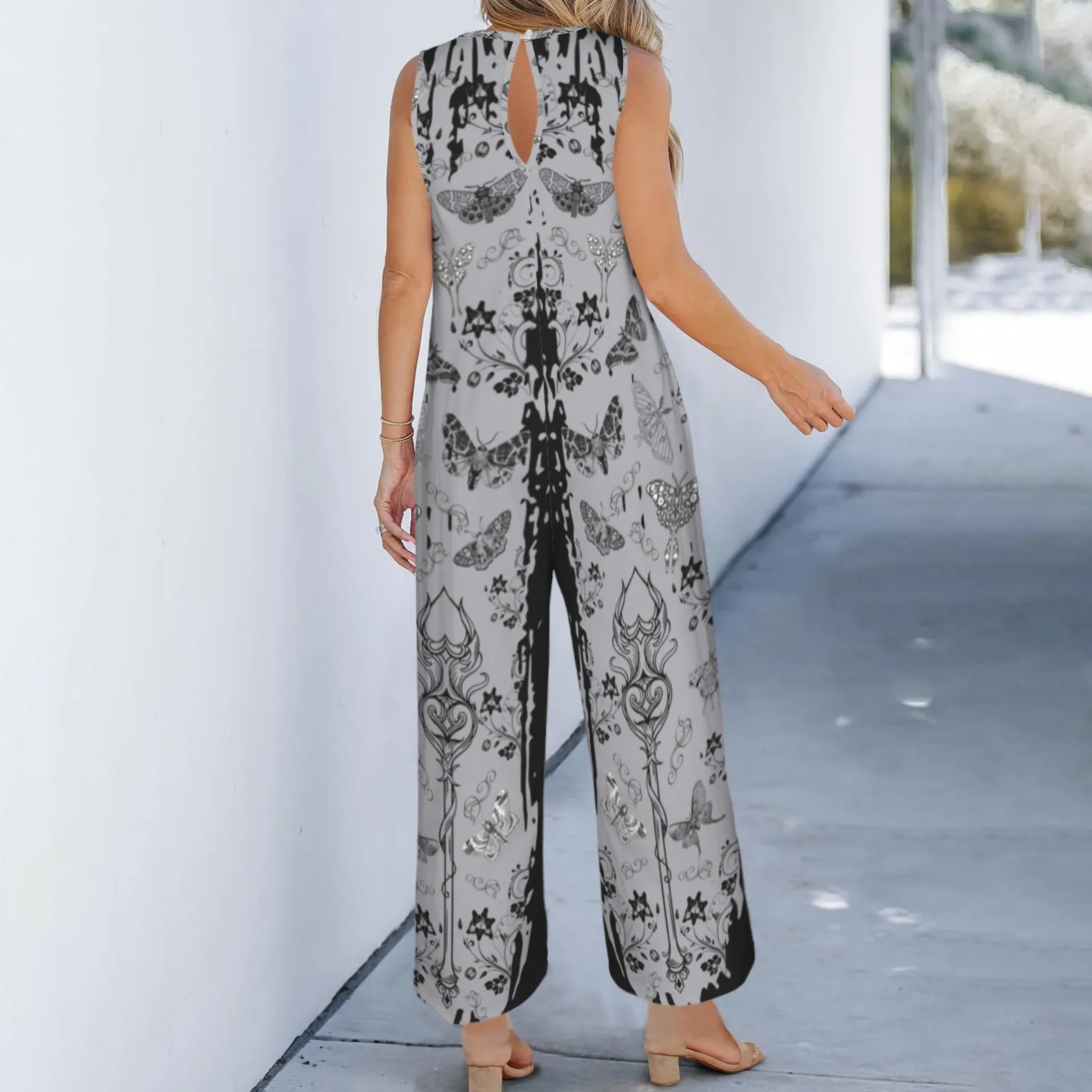 The Luna Moth Jumpsuit, Witchy Sleeveless Scoopneck Romper