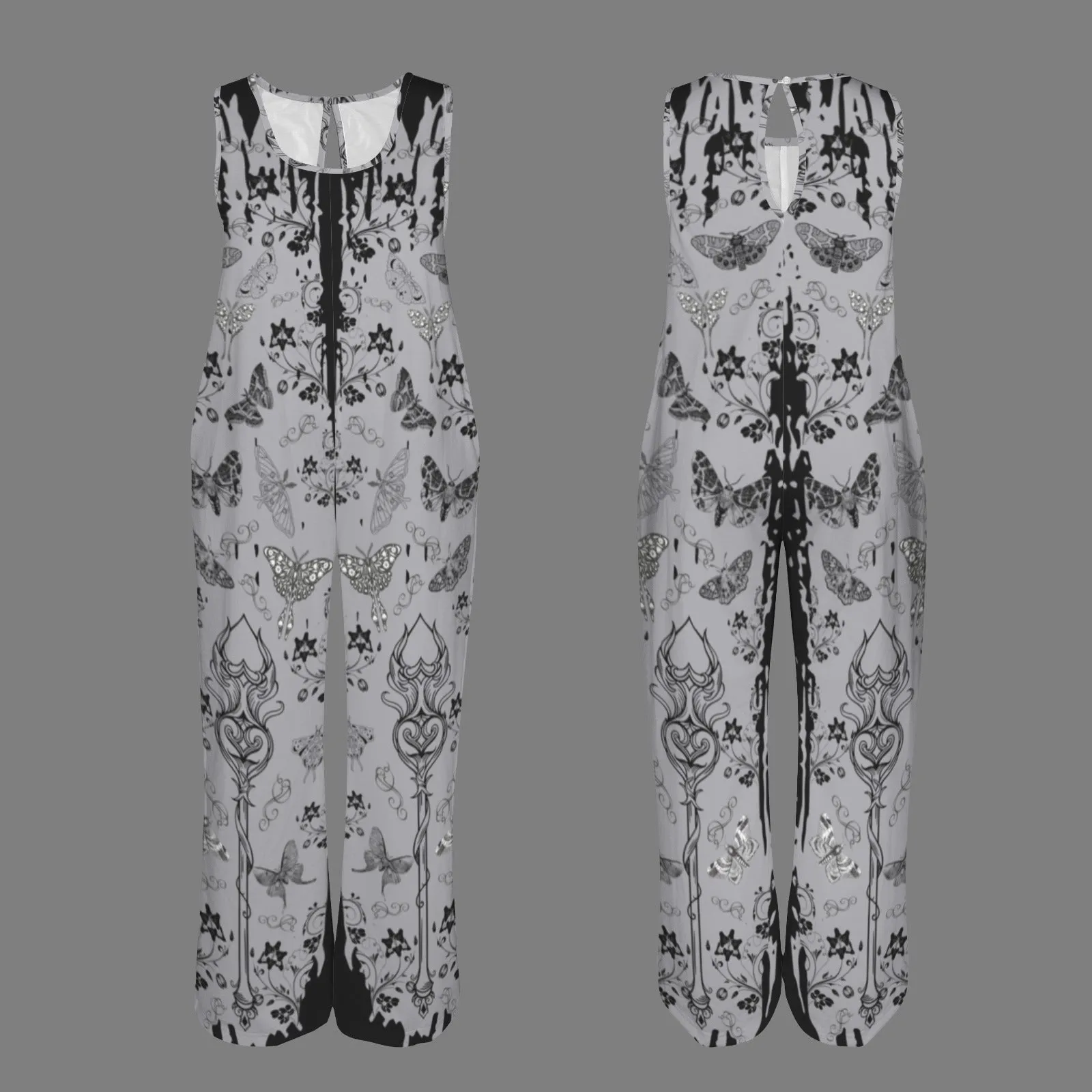 The Luna Moth Jumpsuit, Witchy Sleeveless Scoopneck Romper