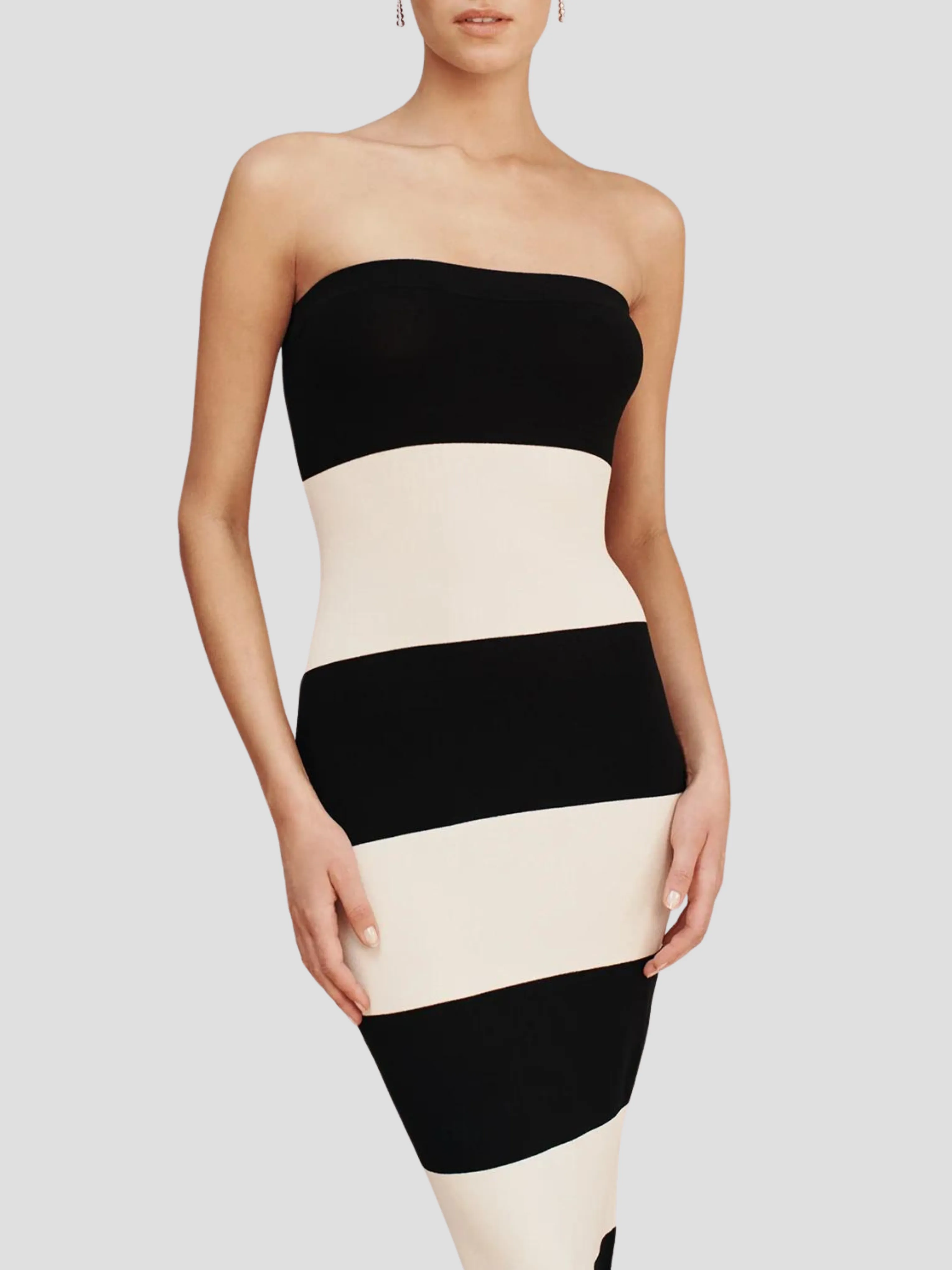 Theo Strapless Striped Dress