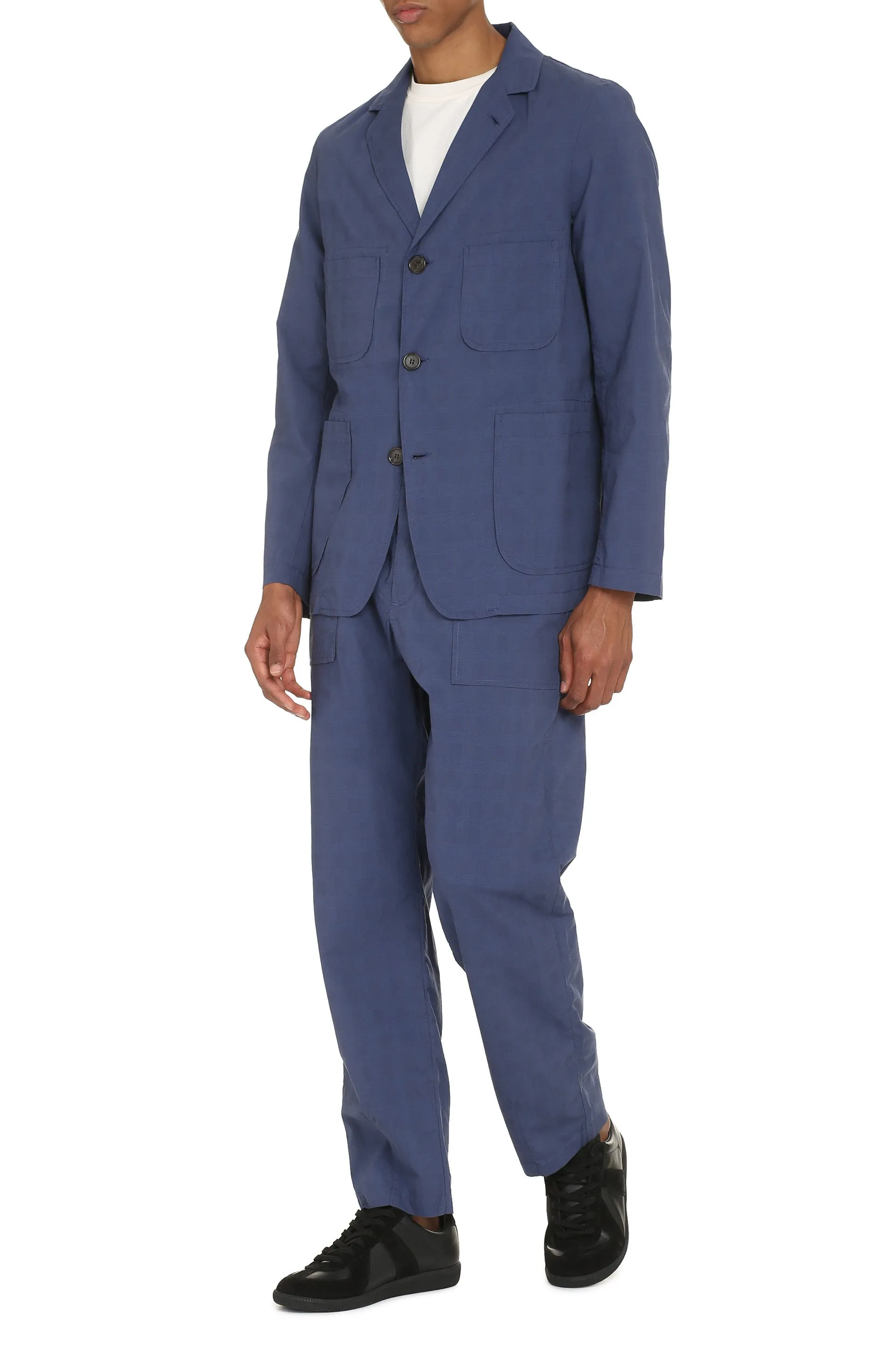 Three-button single-breast checked jacket