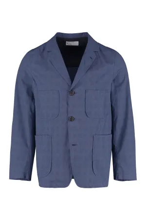 Three-button single-breast checked jacket