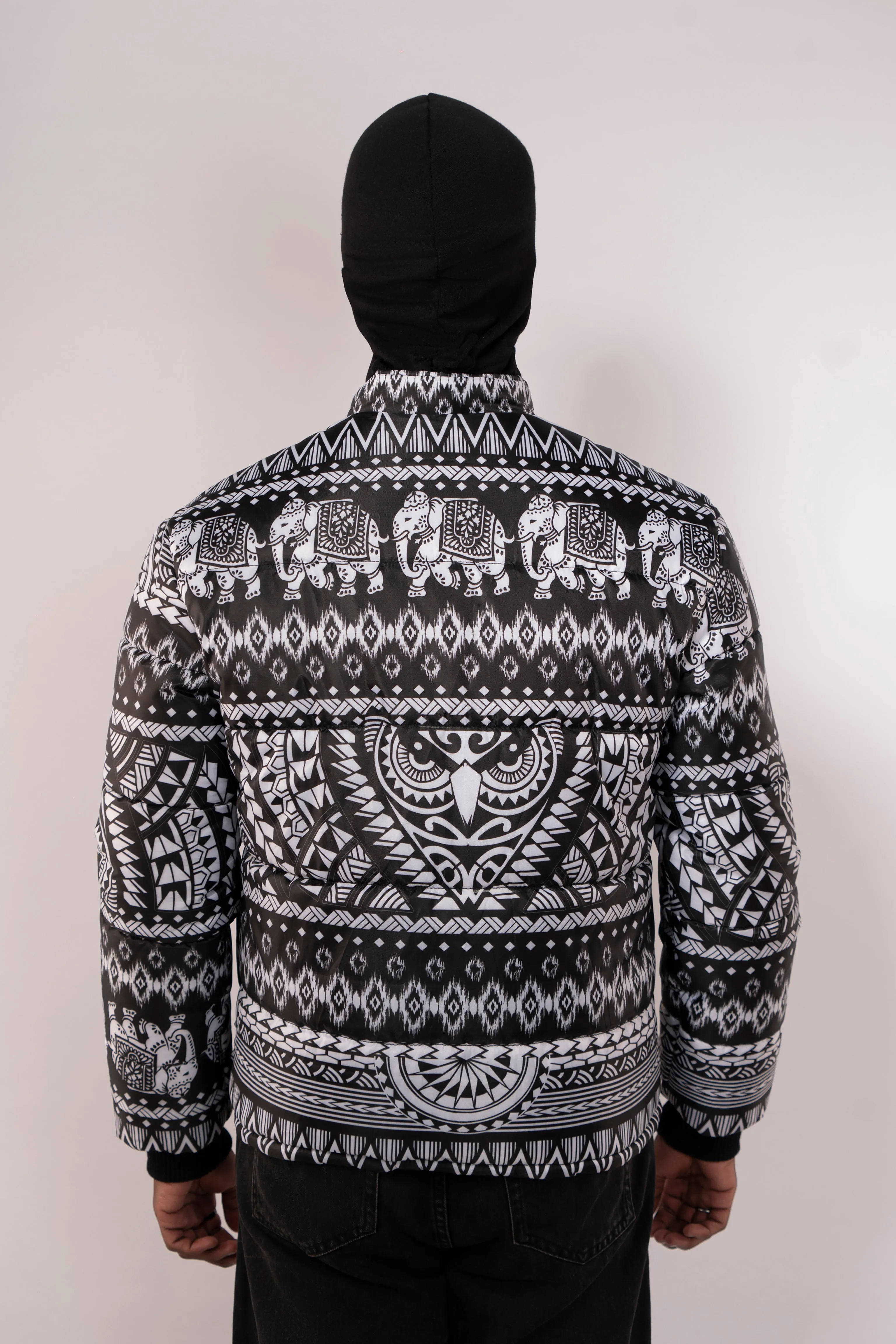 Tribal Owl Puffer Jacket