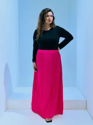 Tun Izzah Pleated Skirt - Hot Pink