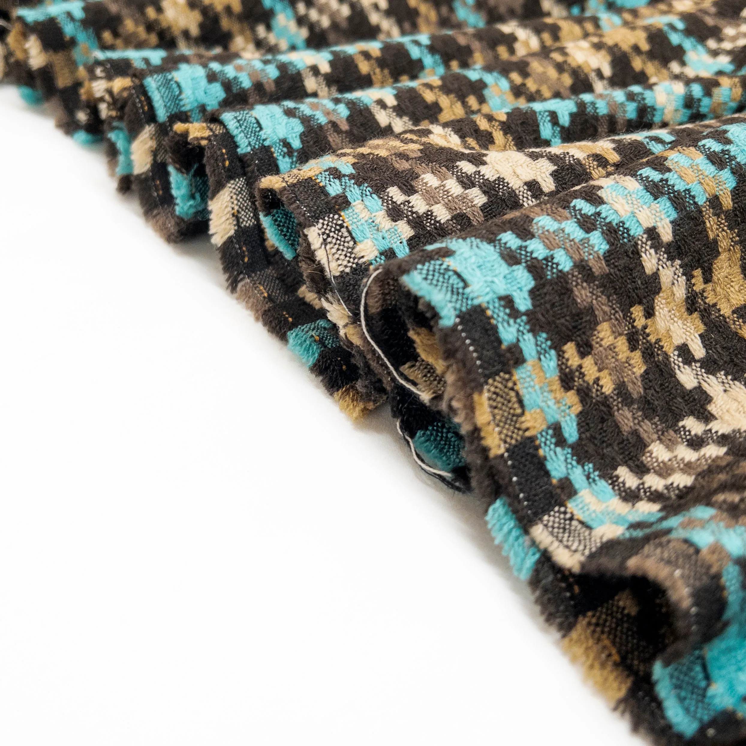 Turquoise Brown Houndstooth - Deadstock