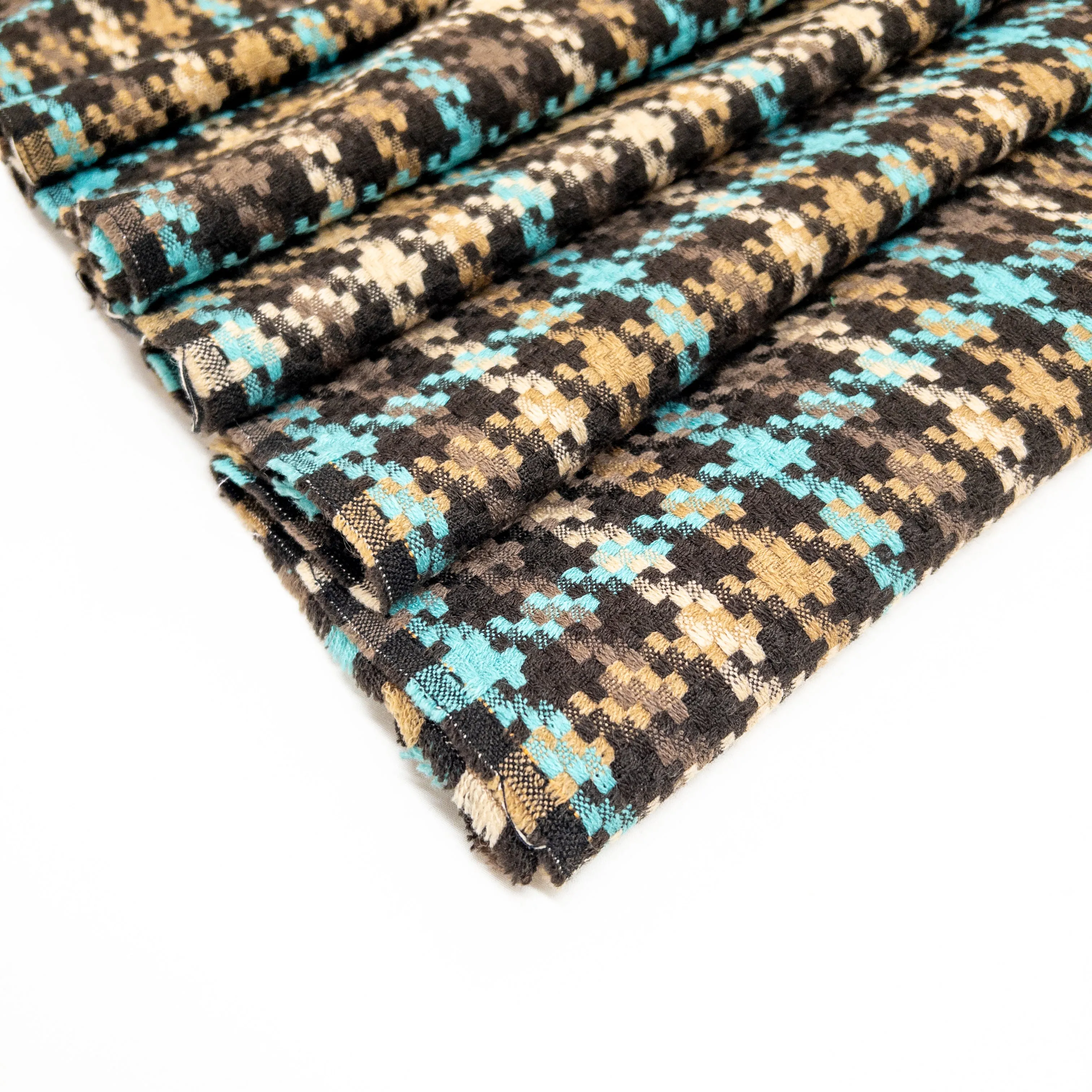 Turquoise Brown Houndstooth - Deadstock