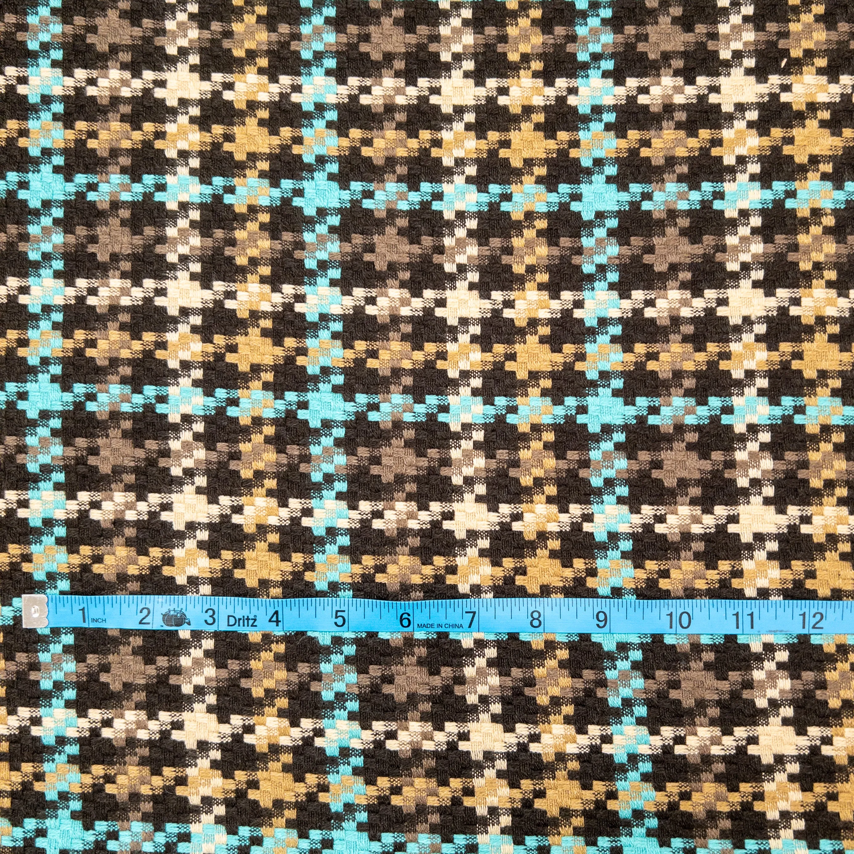 Turquoise Brown Houndstooth - Deadstock