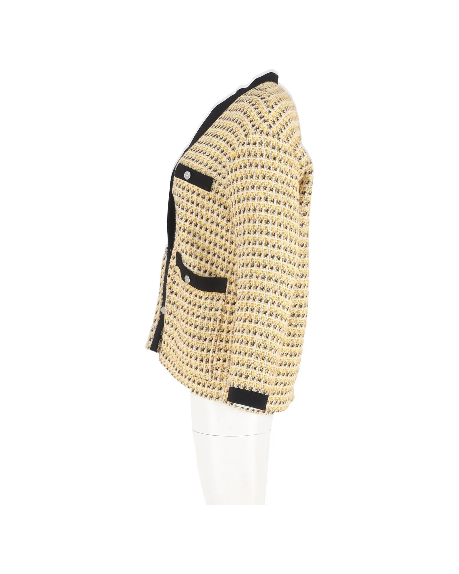 Tweed Cardigan Button Closure