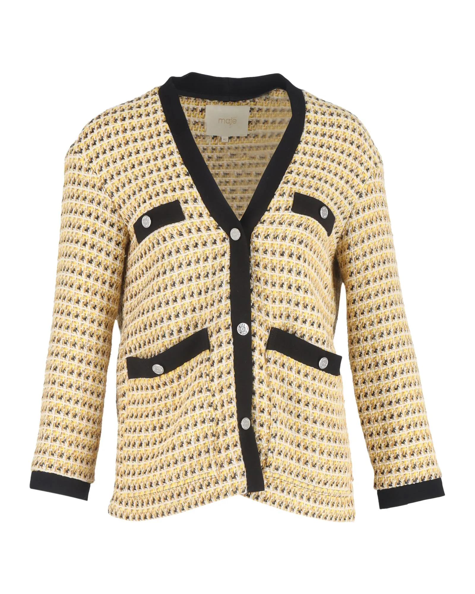 Tweed Cardigan Button Closure