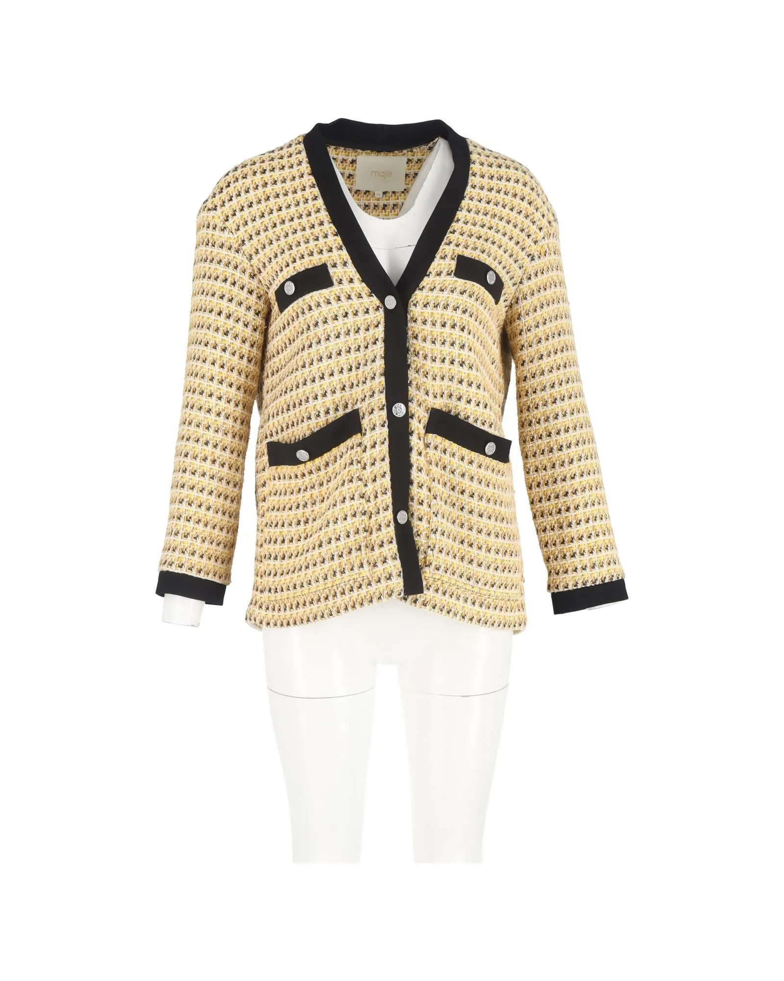 Tweed Cardigan Button Closure