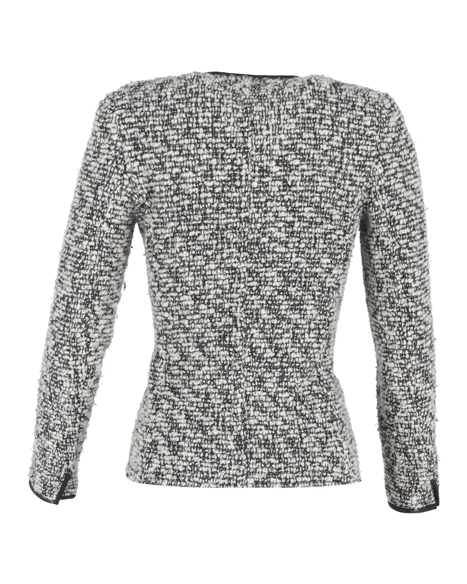 Tweed Double Breasted Jacket Leather Trim