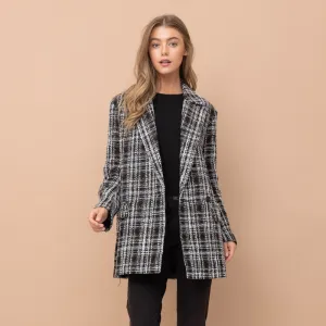 Tweed Long Blazer (Black   Grey)